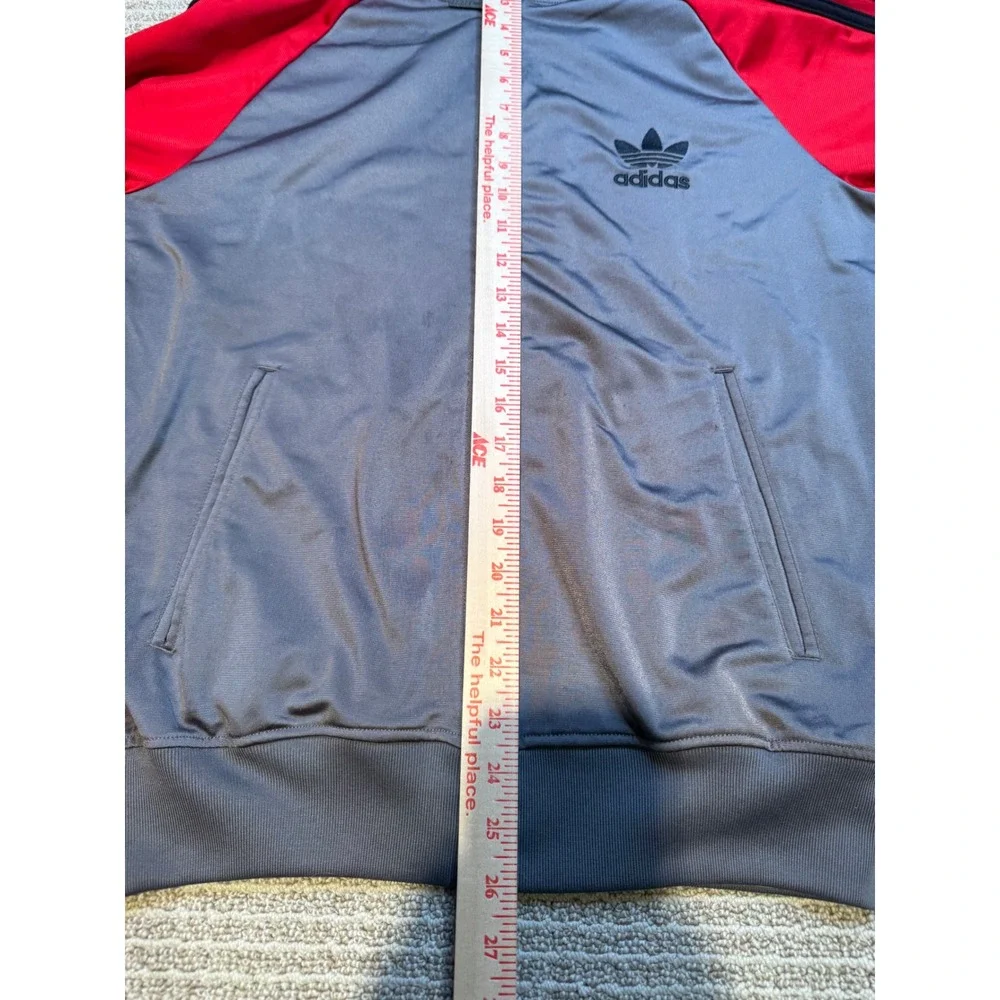 Adidas Originals Track Jacket Gray Red Black Trefoil Logo Full Zip Men's M‎